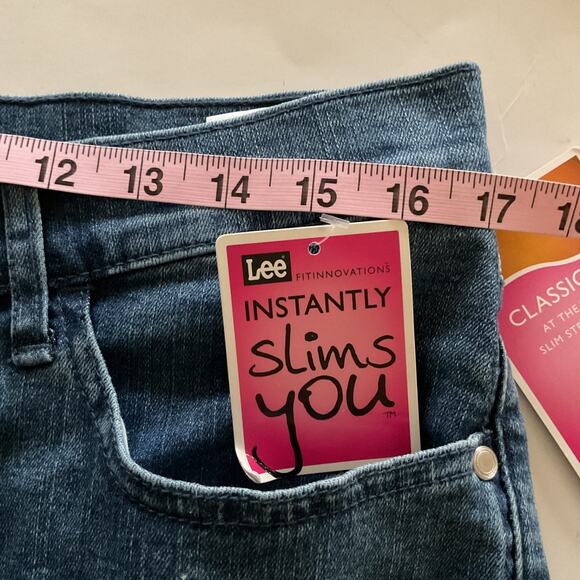 NWT Lee Women Instantly Slims Classic Fit Slim Straight Leg Denim Jeans 16 Blue - Picture 10 of 12